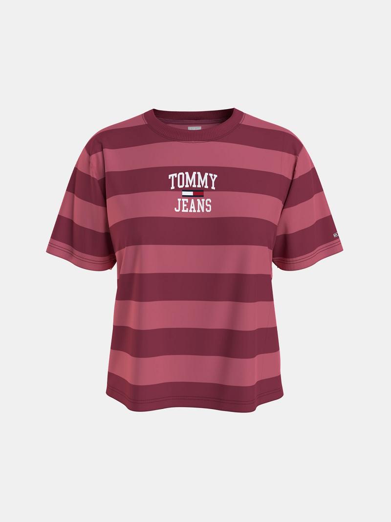 Camiseta Tommy Hilfiger Organic Algodon Collegiate Stripe Rojos | MX_W21467