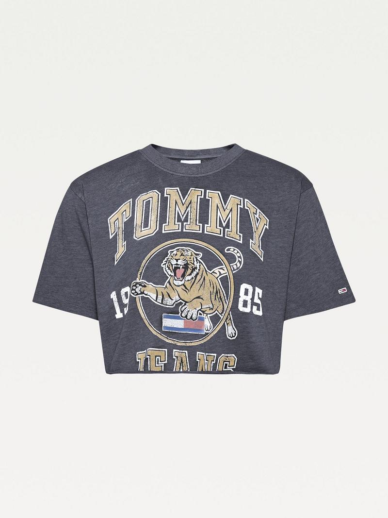 Camiseta Tommy Hilfiger Organic Algodon Collegiate Tiger Grises | MX_W21468