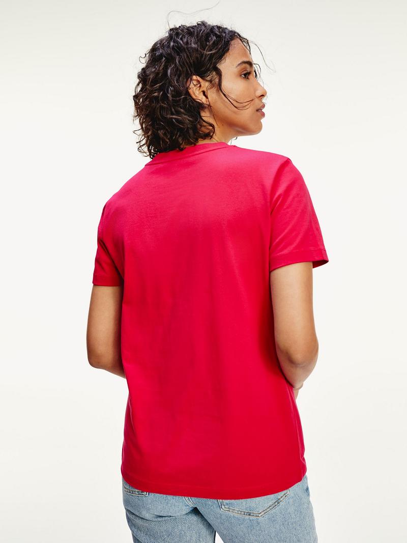 Camiseta Tommy Hilfiger Organic Algodon Logo Rojos | MX_W21472