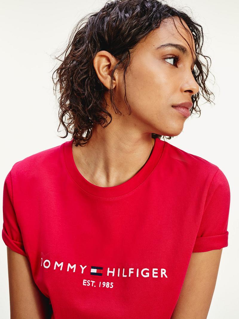 Camiseta Tommy Hilfiger Organic Algodon Logo Rojos | MX_W21472