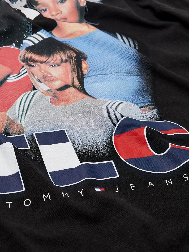 Camiseta Tommy Hilfiger Organic Algodon TLC Oversized Negros | MX_W21473