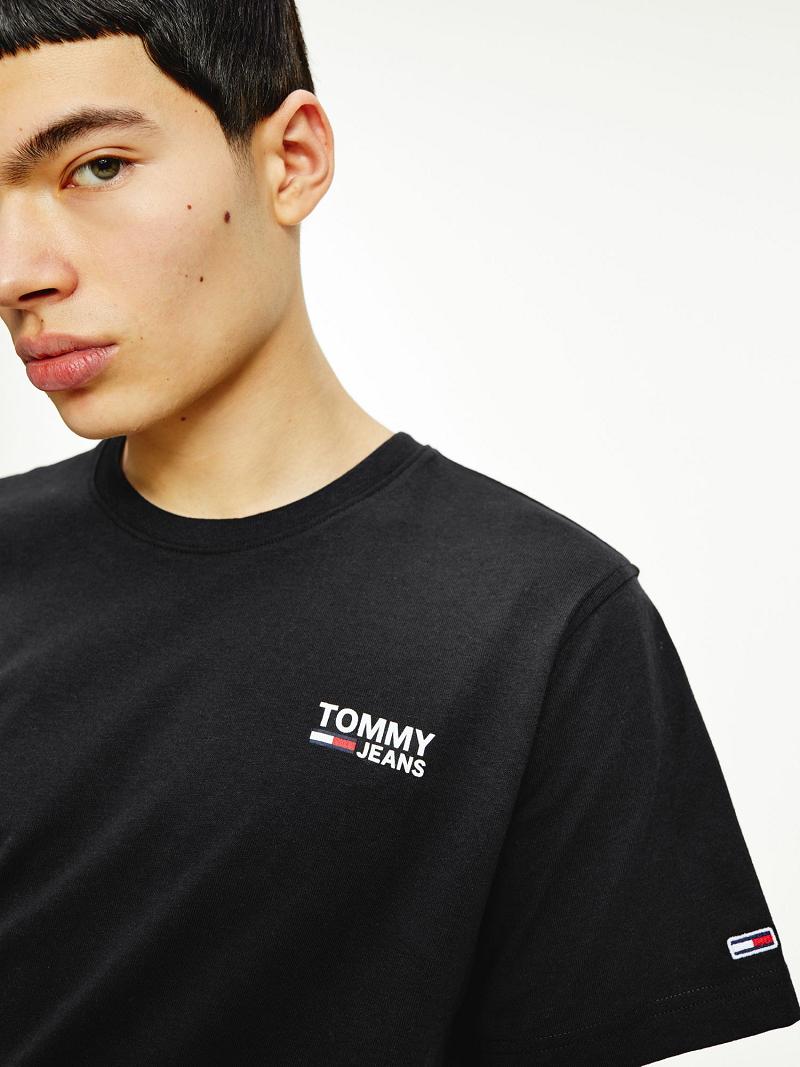 Camiseta Tommy Hilfiger Organic cotton regular logo Negros | MX_M31063