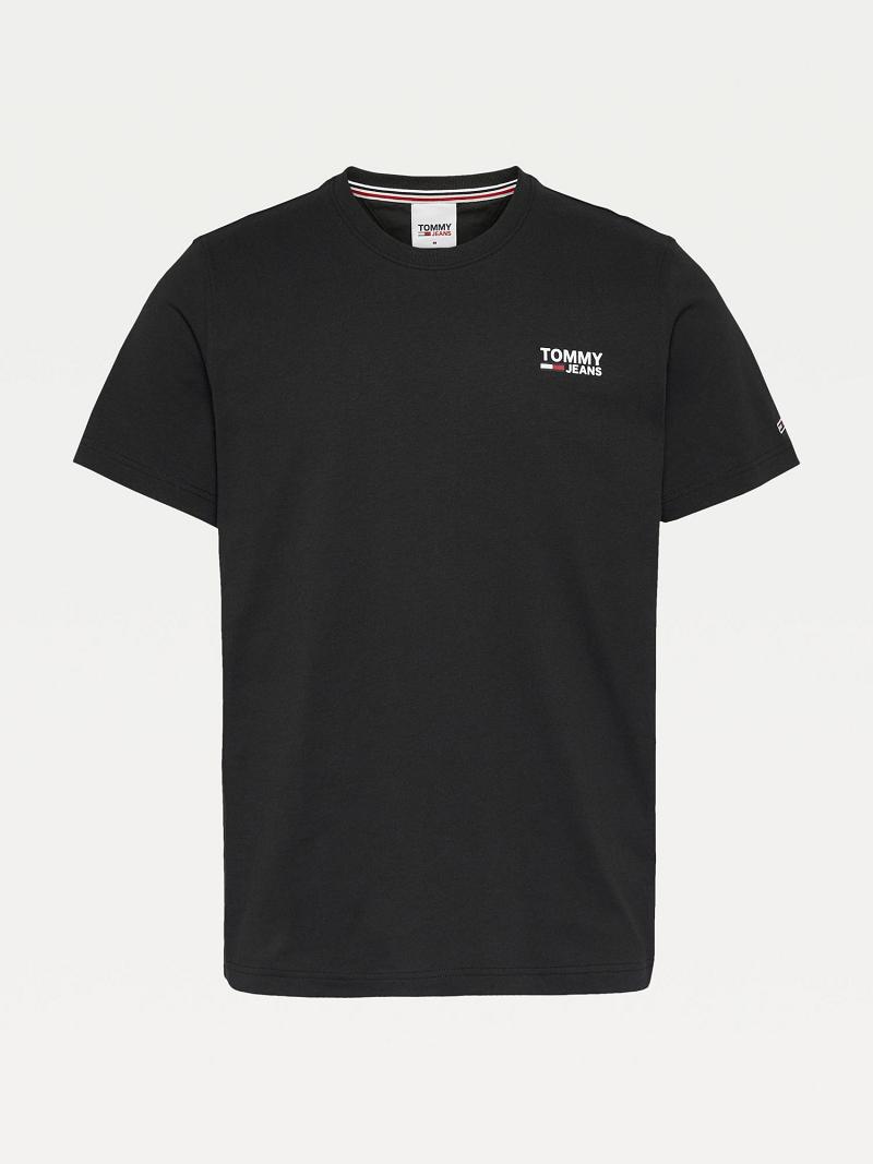 Camiseta Tommy Hilfiger Organic cotton regular logo Negros | MX_M31063