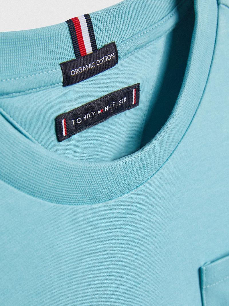 Camiseta Tommy Hilfiger Pocket Aqua | MX_B2201