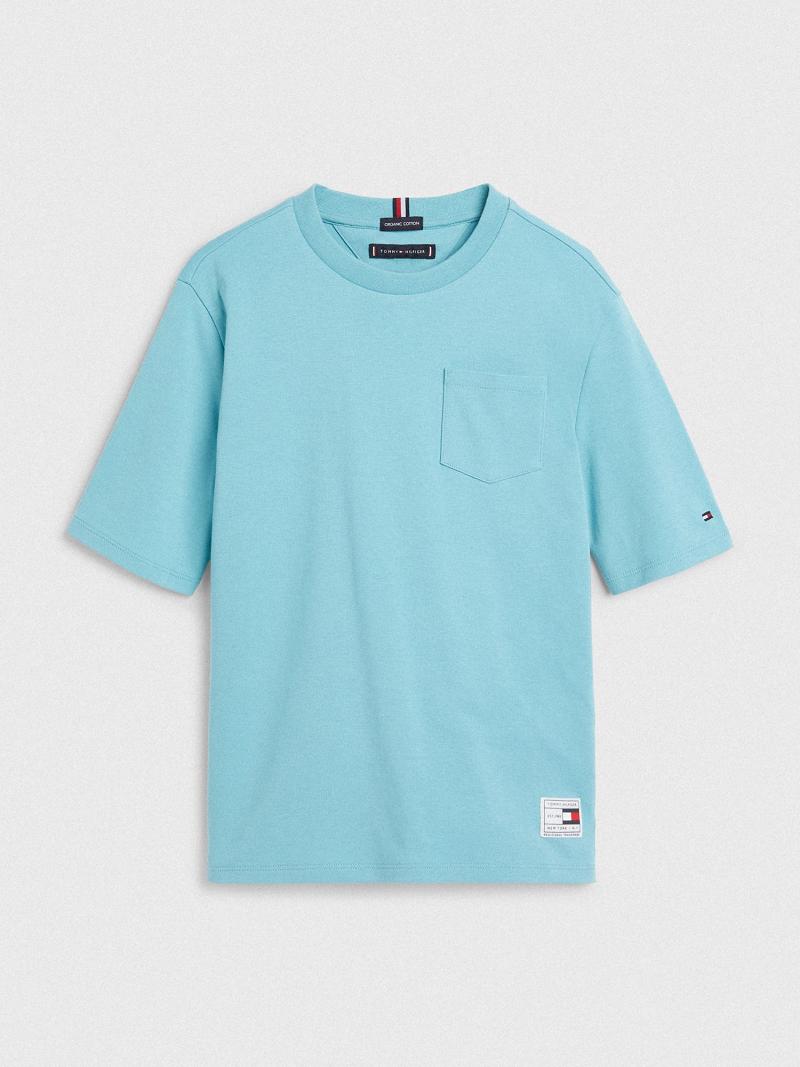 Camiseta Tommy Hilfiger Pocket Aqua | MX_B2201