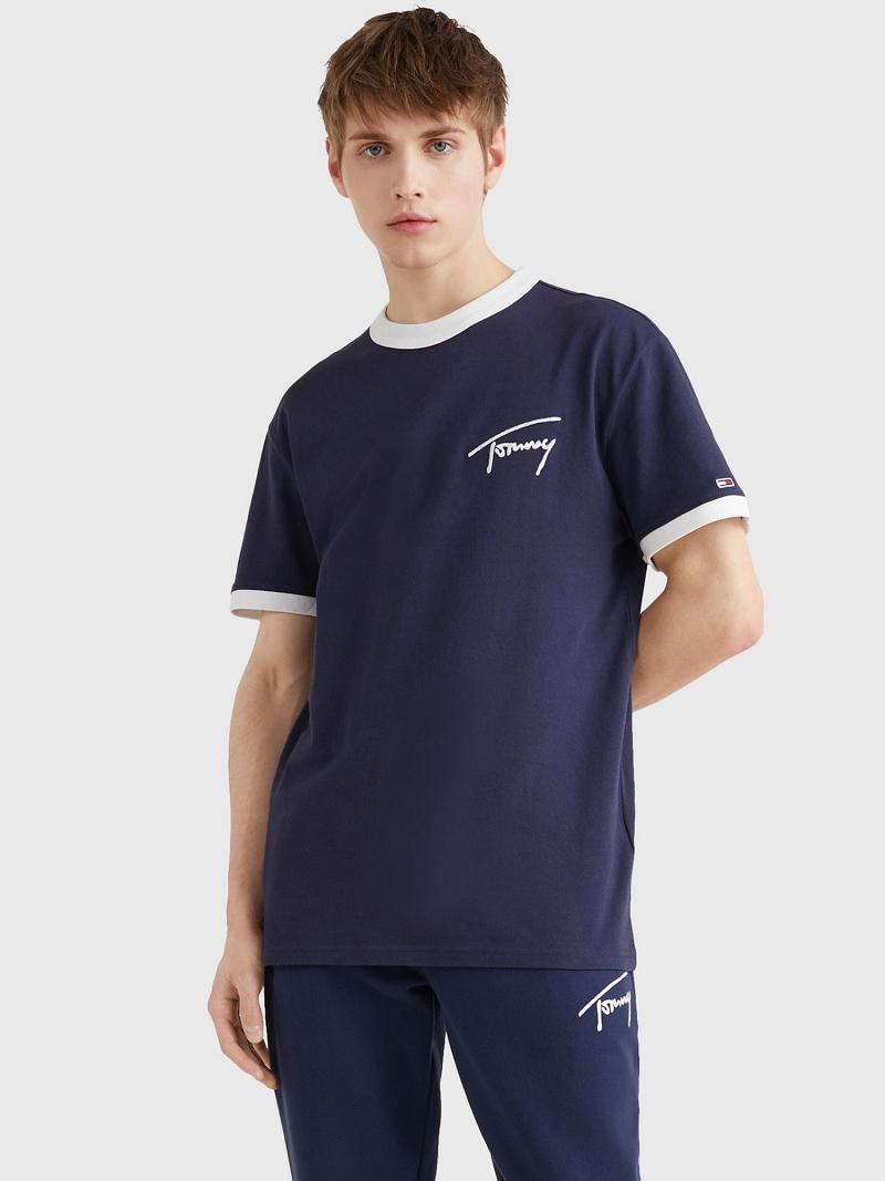 Camiseta Tommy Hilfiger Signature Azul Marino | MX_M31067