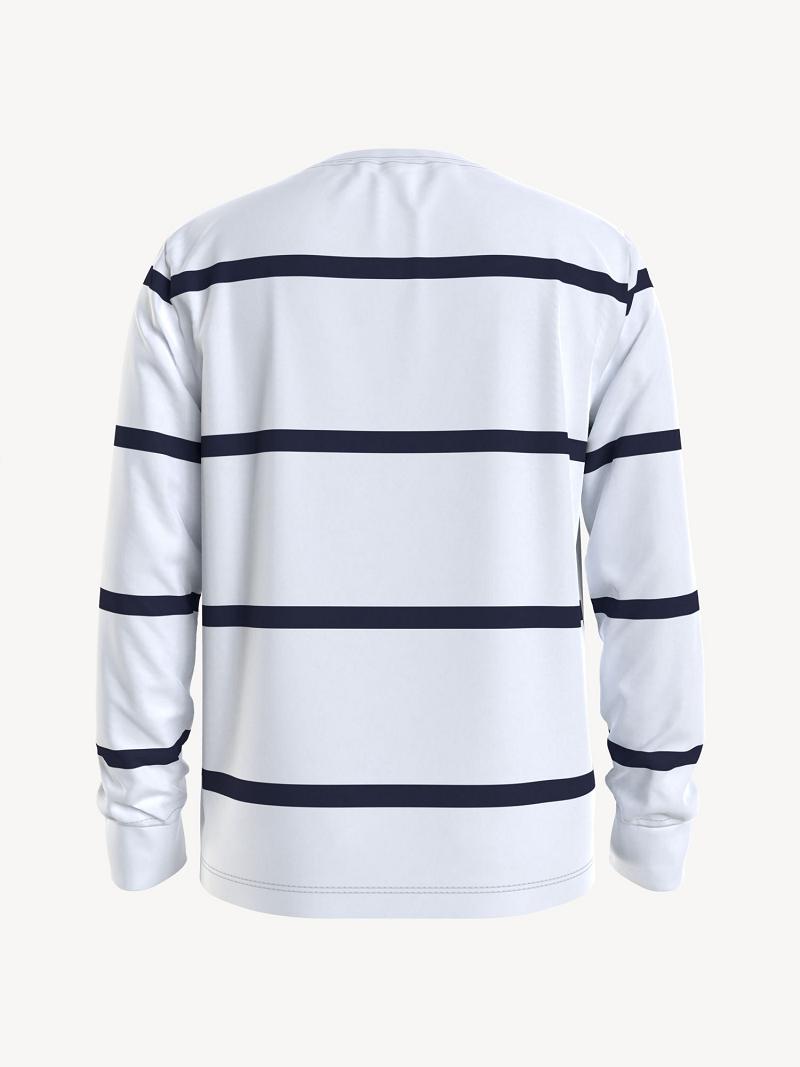 Camiseta Tommy Hilfiger Stripe Long Sleeve Blancos | MX_B2211