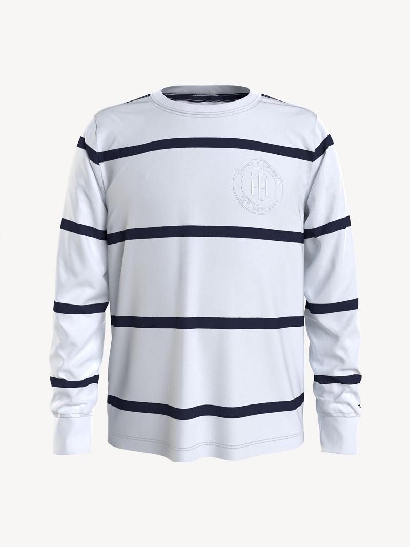 Camiseta Tommy Hilfiger Stripe Long Sleeve Blancos | MX_B2211