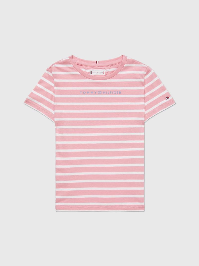 Camiseta Tommy Hilfiger Stripe Rosas | MX_G1264