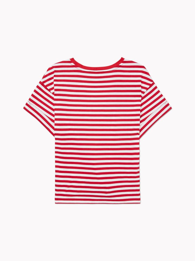 Camiseta Tommy Hilfiger Stripe Tie-Front Rojos | MX_W21478