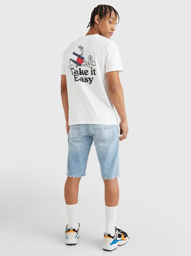 Camiseta Tommy Hilfiger Take It Easy Logo Blancos | MX_M31077