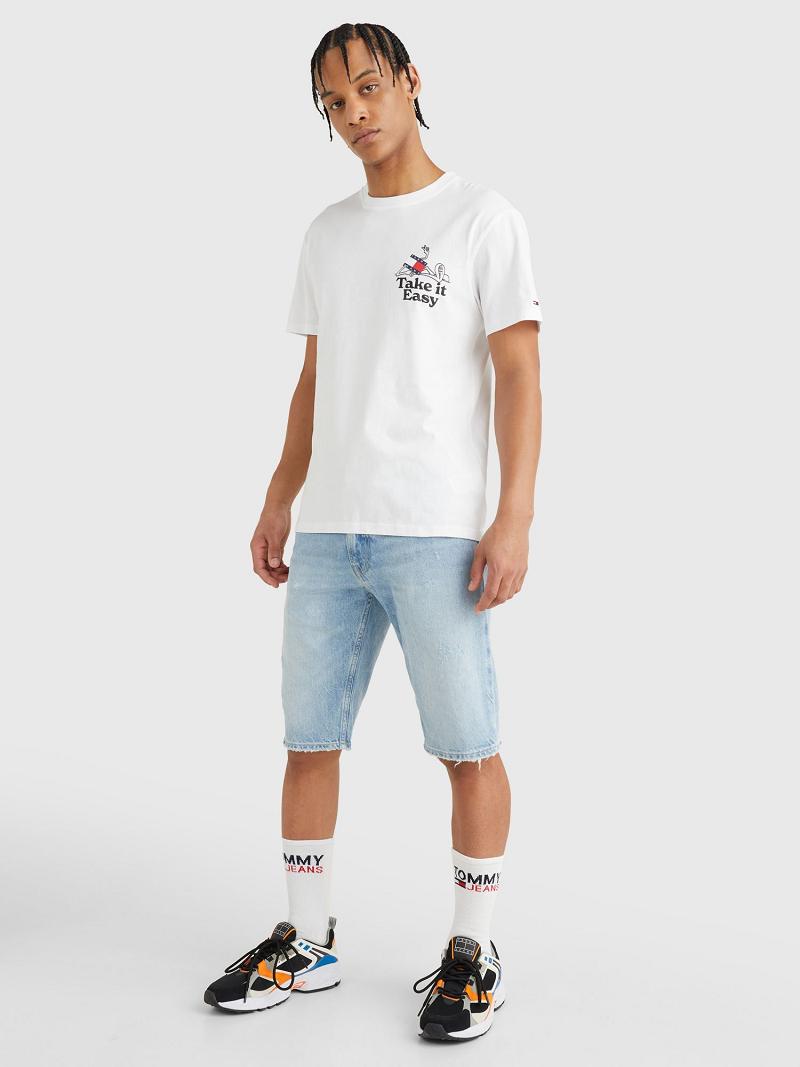 Camiseta Tommy Hilfiger Take It Easy Logo Blancos | MX_M31077