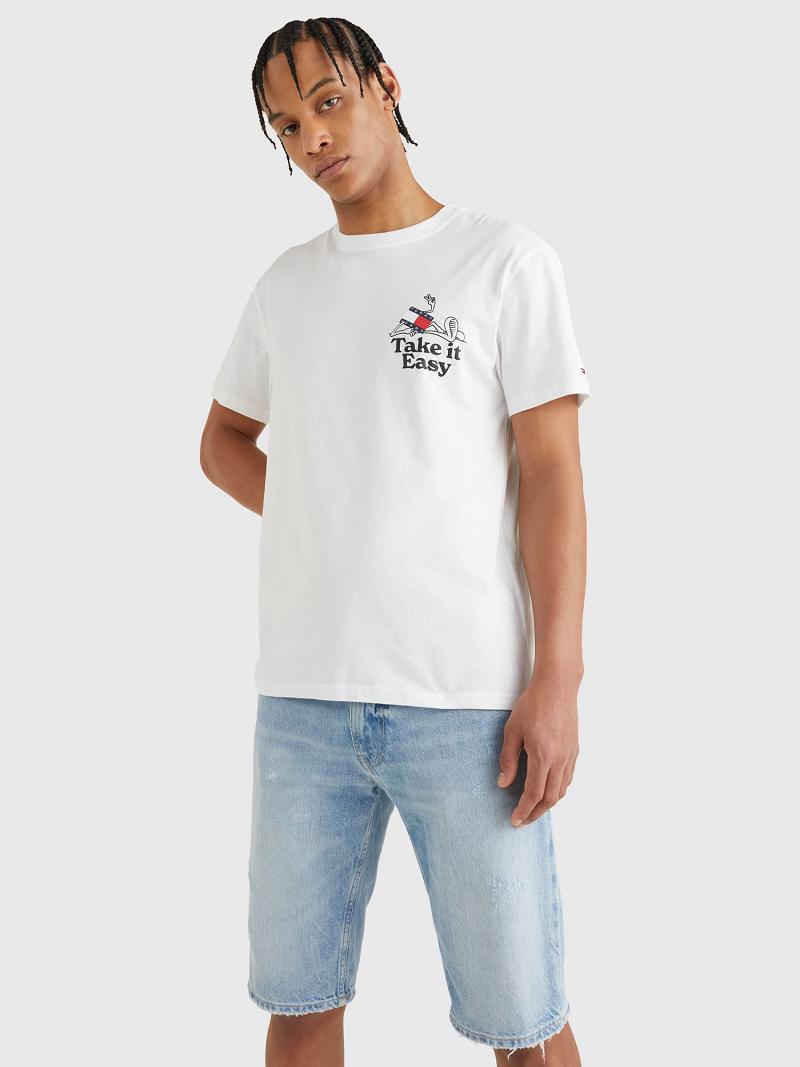 Camiseta Tommy Hilfiger Take It Easy Logo Blancos | MX_M31077