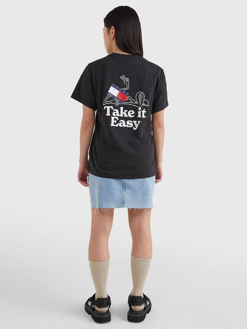 Camiseta Tommy Hilfiger Take It Easy Logo Negros | MX_W21482