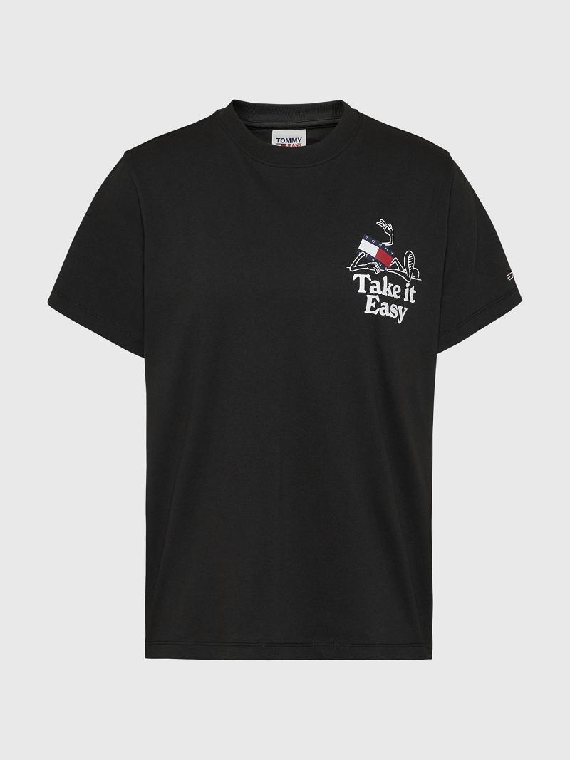 Camiseta Tommy Hilfiger Take It Easy Logo Negros | MX_W21482