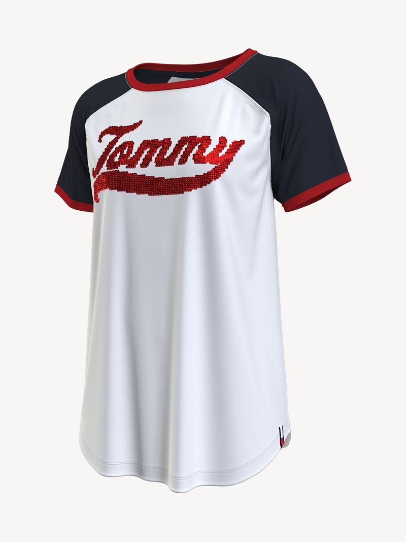 Camiseta Tommy Hilfiger Tommy Sequin Baseball Blancos Multicolor | MX_W21484