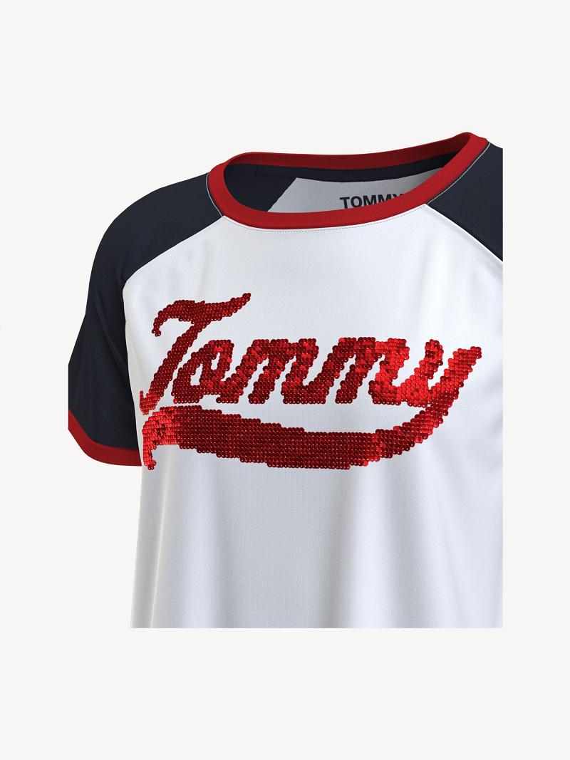 Camiseta Tommy Hilfiger Tommy Sequin Baseball Blancos Multicolor | MX_W21484