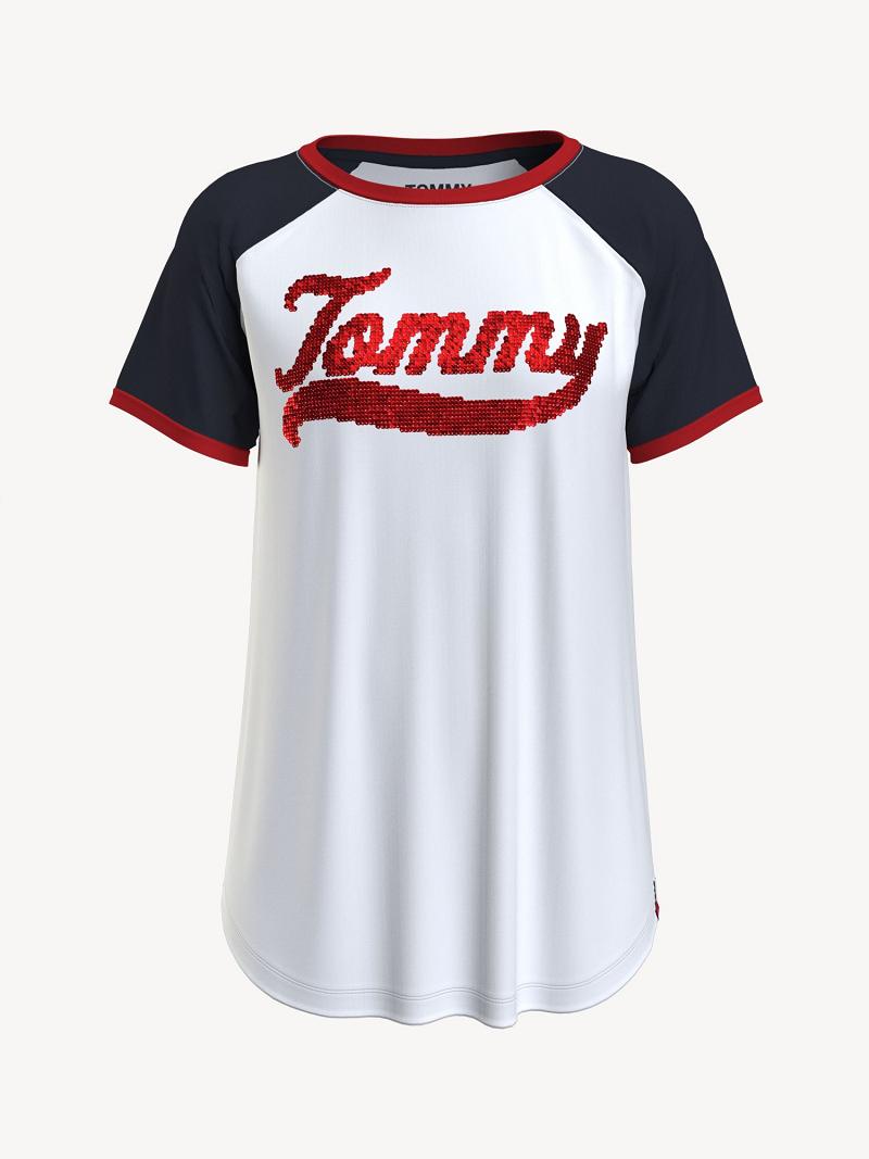 Camiseta Tommy Hilfiger Tommy Sequin Baseball Blancos Multicolor | MX_W21484