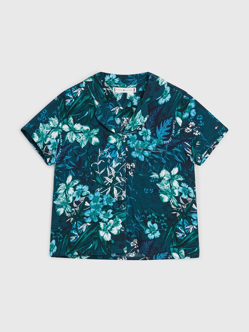 Camiseta Tommy Hilfiger Tropical Print Verdes | MX_G1271