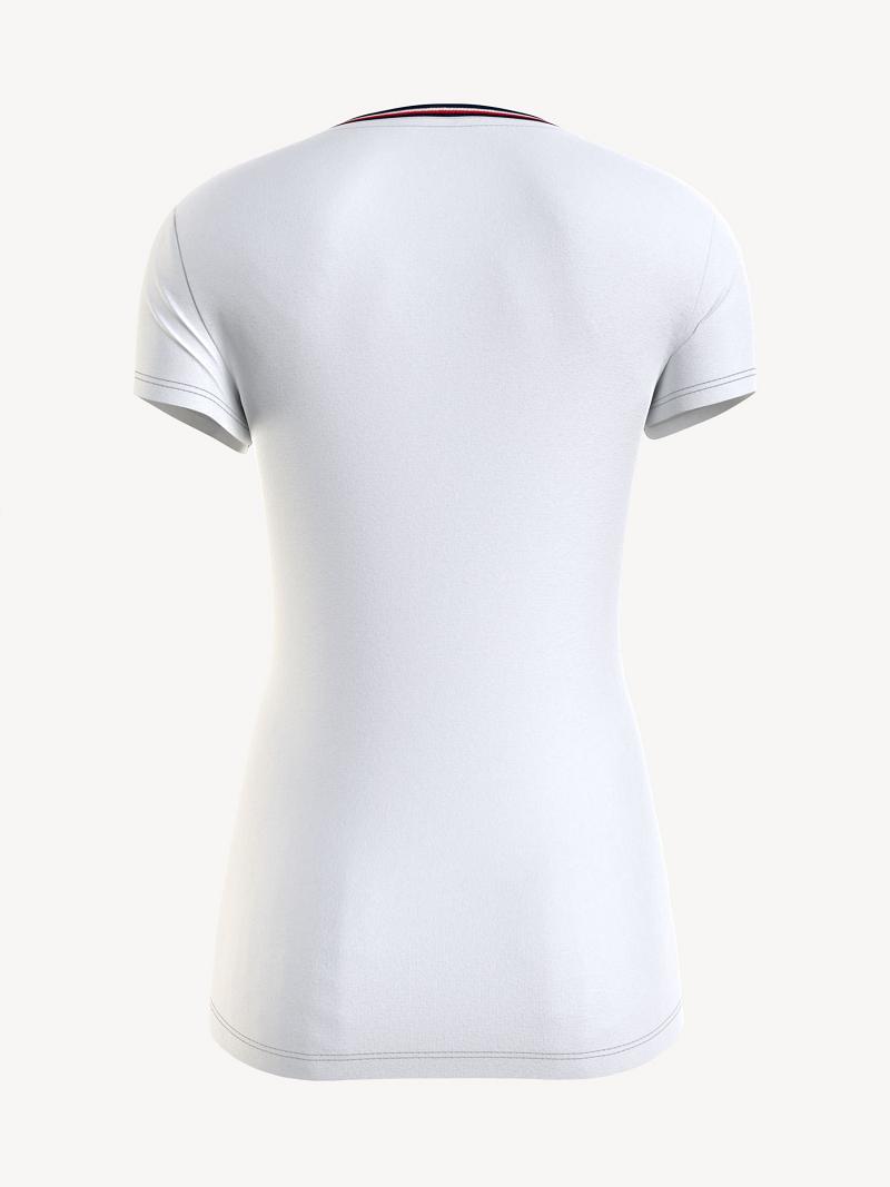 Camiseta Tommy Hilfiger V-Neck Blancos | MX_W21486