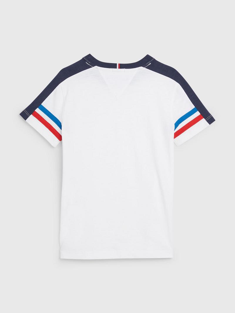 Camiseta Tommy Hilfiger Varsity Stripe Blancos | MX_B2217