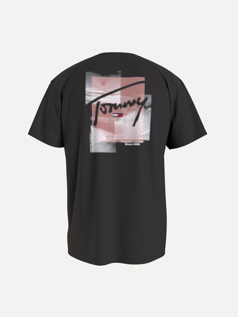 Camiseta Tommy Hilfiger Wave script logo photoprint Negros | MX_M31091