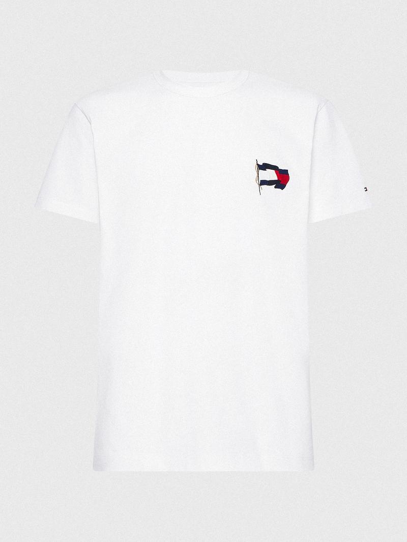 Camiseta Tommy Hilfiger Wavy Flag Blancos | MX_M31092