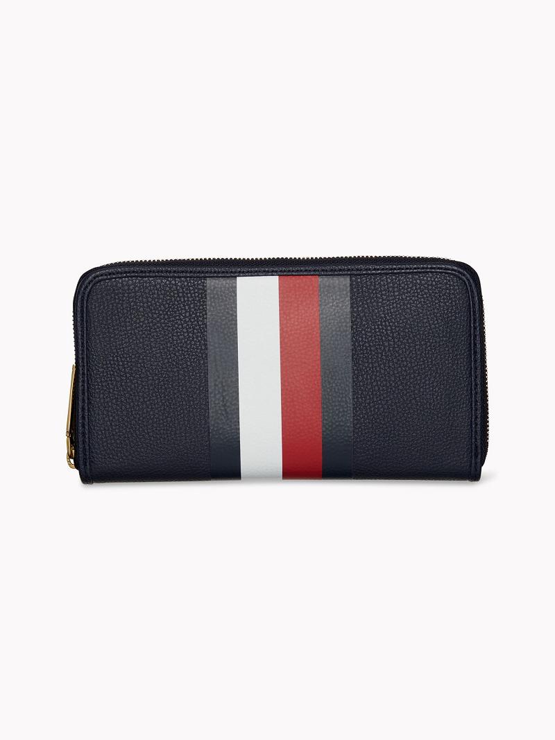 Carteras Tommy Hilfiger Large Stripe Azul Marino | MX_W21712