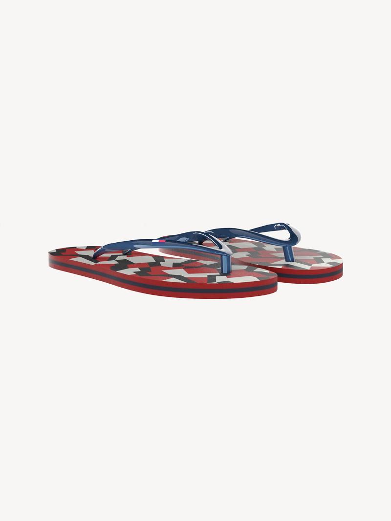 Chanclas Tommy Hilfiger Jigsaw Print Rojos | MX_B2228