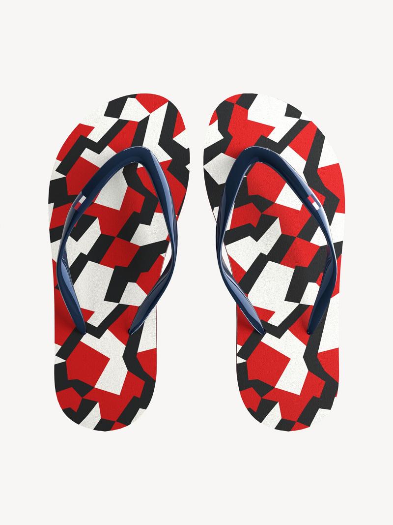 Chanclas Tommy Hilfiger Jigsaw Print Rojos | MX_B2228