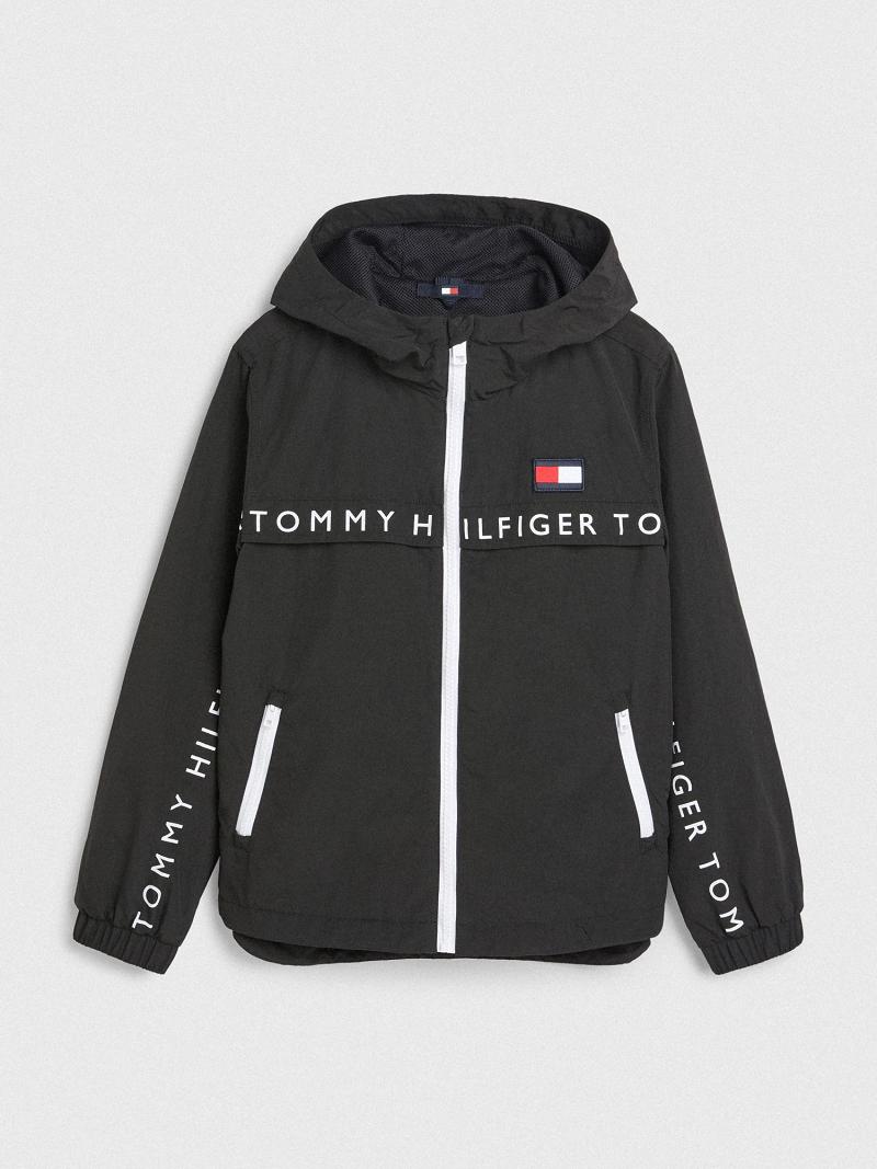 Chaquetas Tommy Hilfiger Logo Windbreaker Negros | MX_B2041