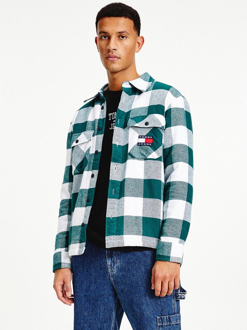 Chaquetas Tommy Hilfiger Plaid flannel sherpa overshirt Verdes Blancos | MX_M31410