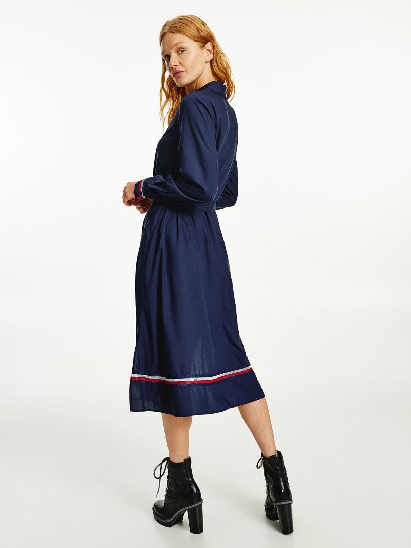 Dresses Tommy Hilfiger Belted Polo Midi Azules | MX_W21045