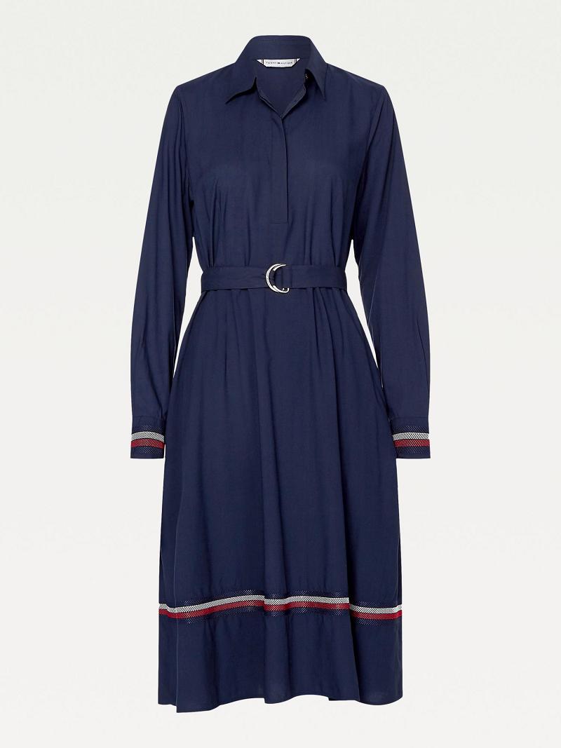 Dresses Tommy Hilfiger Belted Polo Midi Azules | MX_W21045