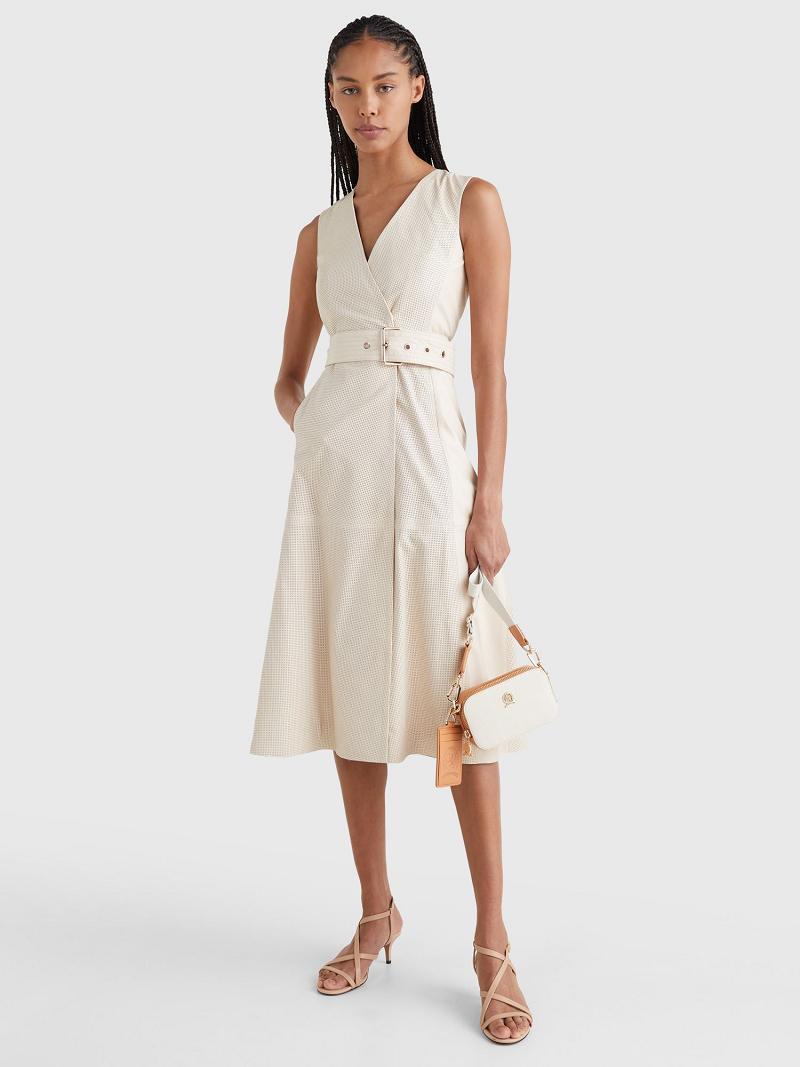 Dresses Tommy Hilfiger Cuero Utility Wrap Beige | MX_W21099