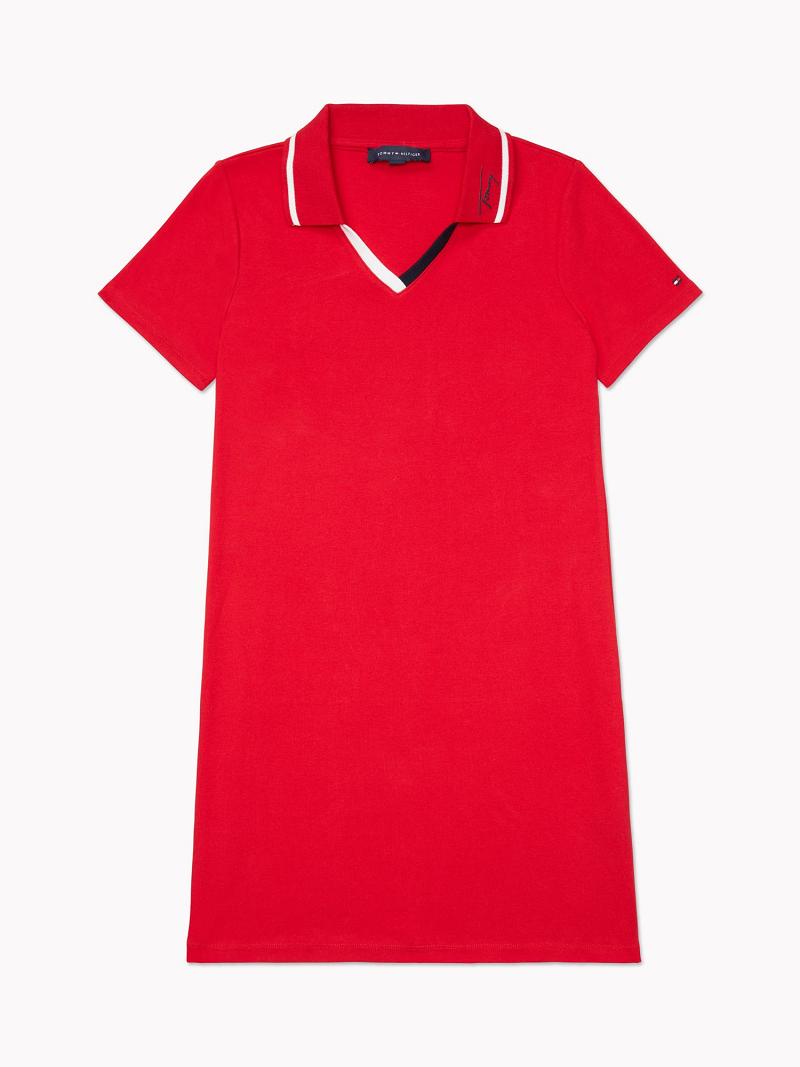 Dresses Tommy Hilfiger Curve Solid Polo Rojos | MX_W21055