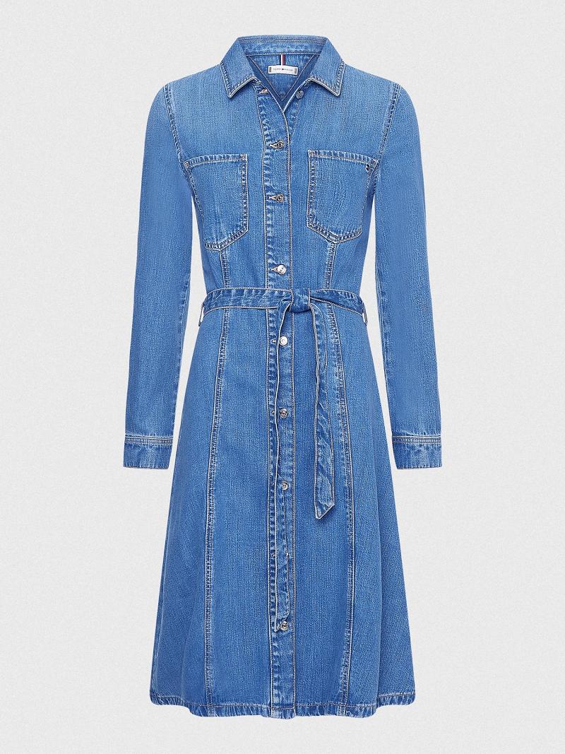 Dresses Tommy Hilfiger Denim Fit-And-Flare Azules | MX_W21056