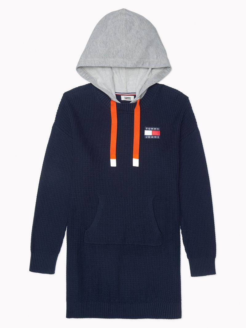 Dresses Tommy Hilfiger Essential Mixed Media Hoodie Sueter Azules | MX_W21067