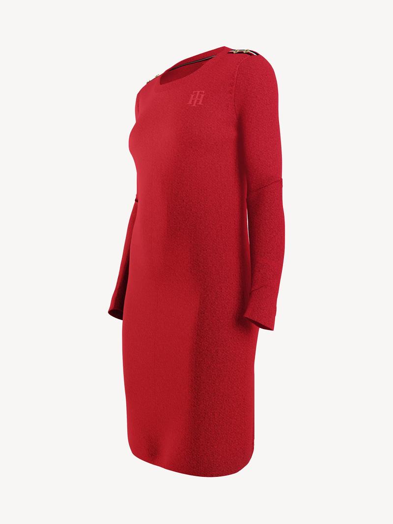 Dresses Tommy Hilfiger Essential Monogram Long-Sleeve Rojos | MX_W21068