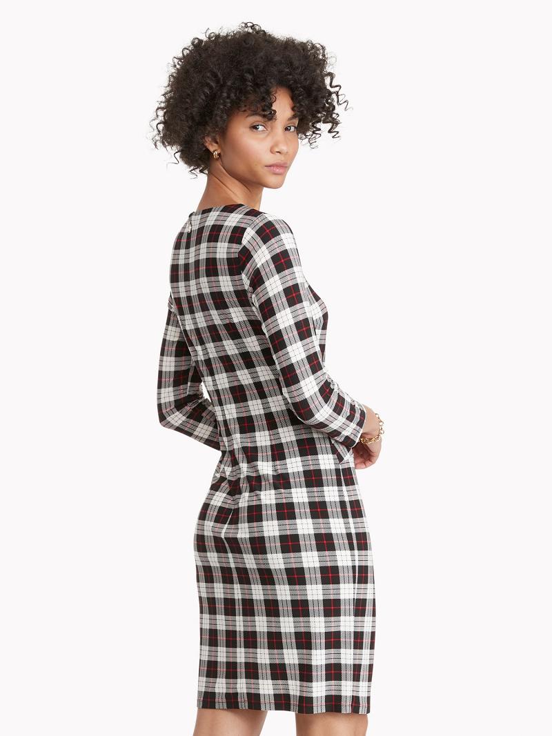 Dresses Tommy Hilfiger Essential Plaid Jersey Long-Sleeve Negros | MX_W21069