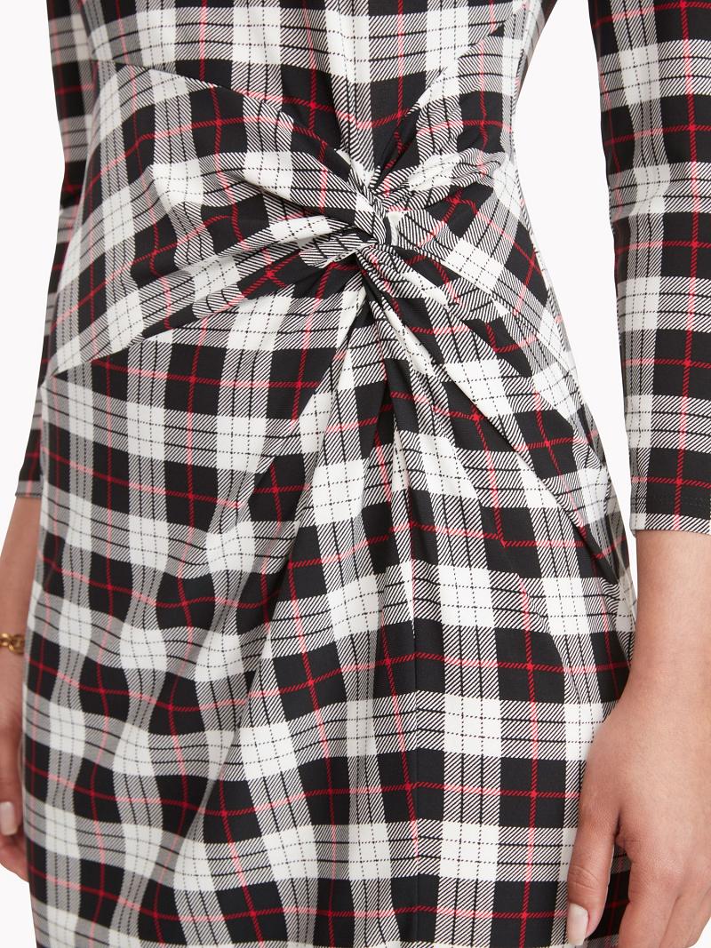 Dresses Tommy Hilfiger Essential Plaid Jersey Long-Sleeve Negros | MX_W21069