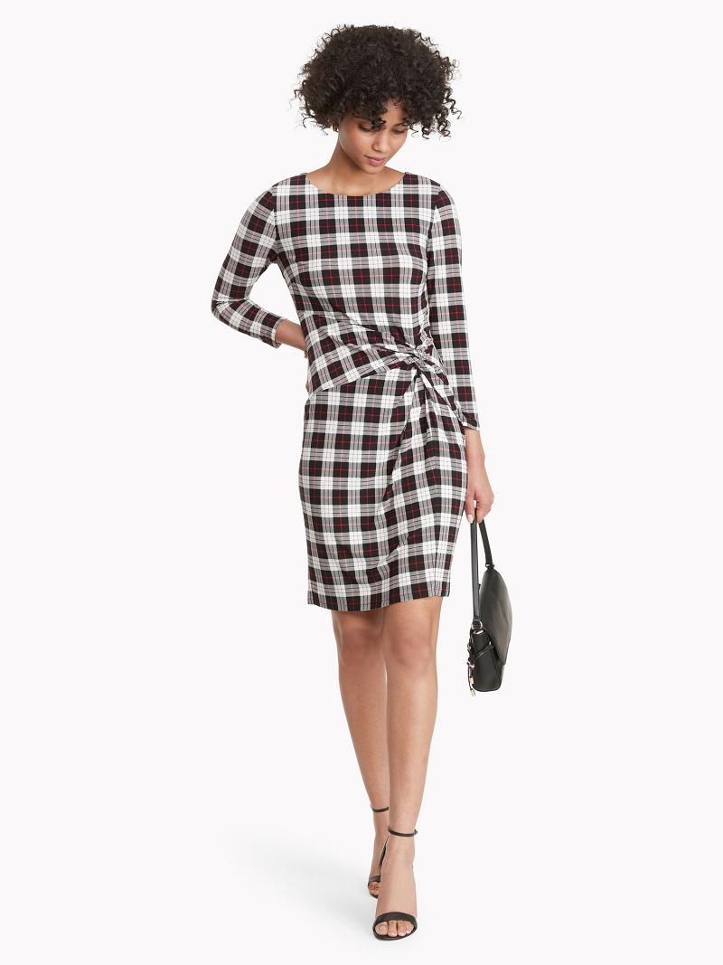 Dresses Tommy Hilfiger Essential Plaid Jersey Long-Sleeve Negros | MX_W21069