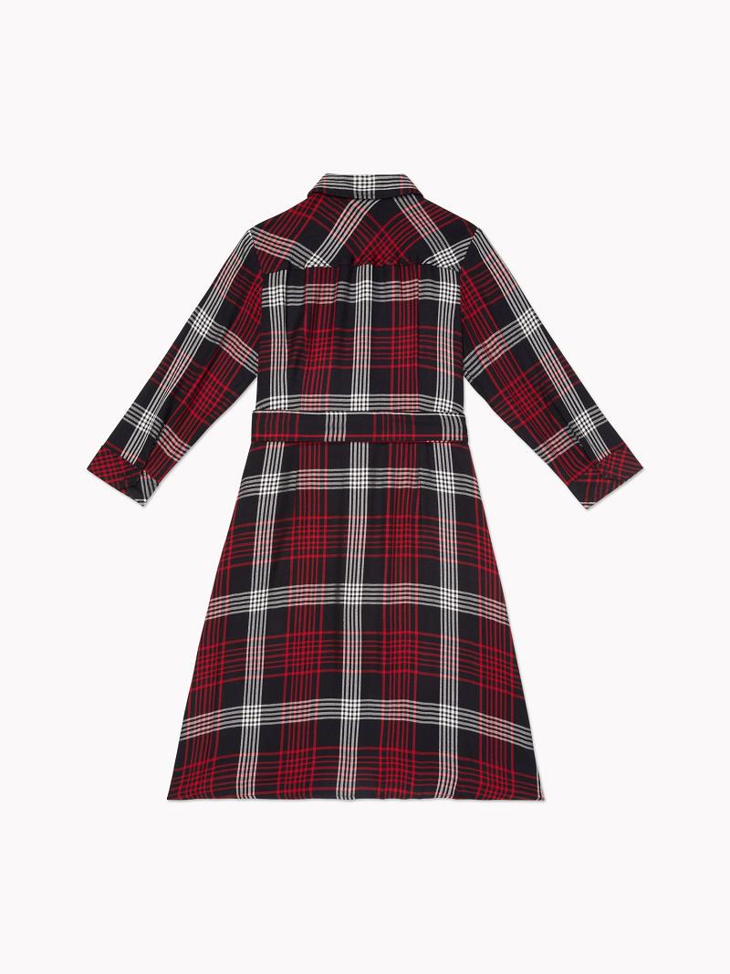 Dresses Tommy Hilfiger Essential Plaid Long-Sleeve Blancos Multicolor | MX_W21071