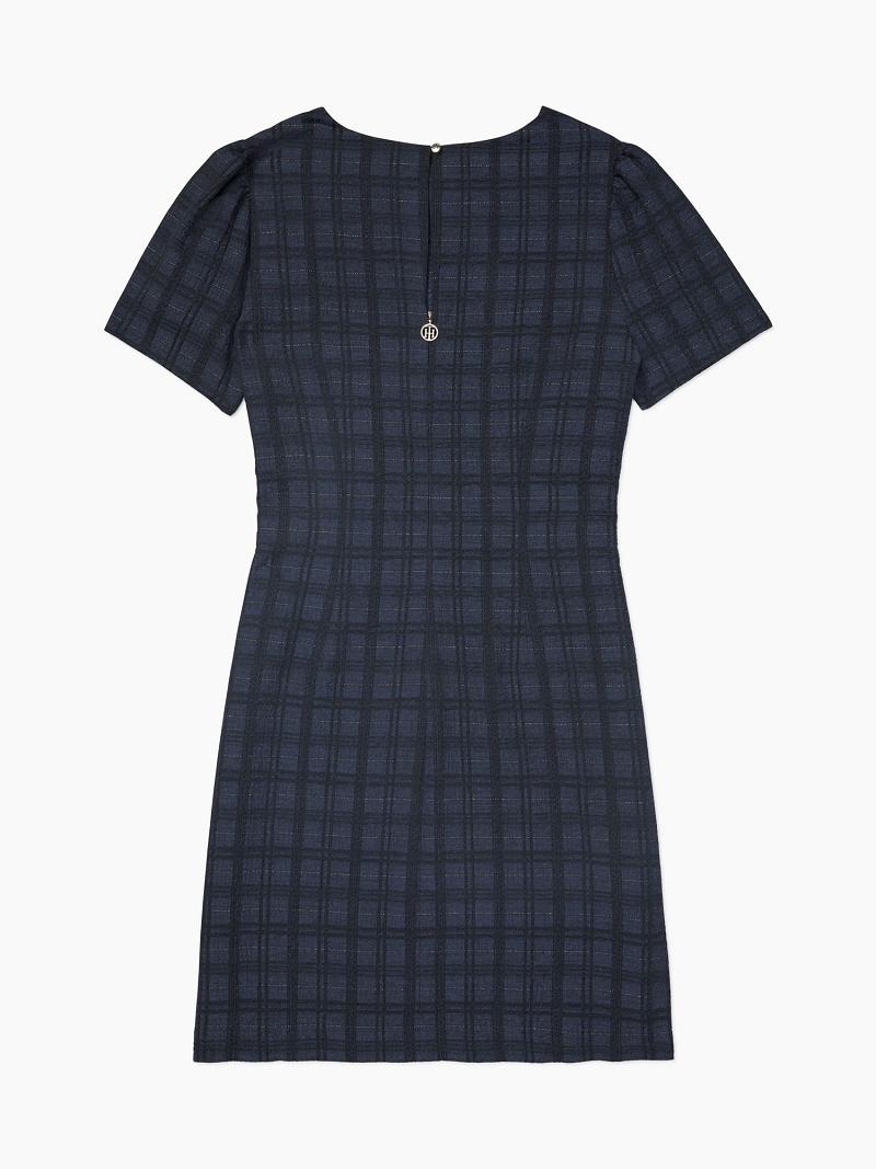 Dresses Tommy Hilfiger Essential Plaid Shimmer Shift Azul Marino | MX_W21072