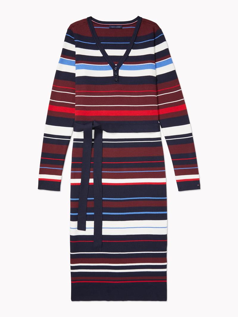 Dresses Tommy Hilfiger Essential Stripe Henley Azul Marino Multicolor | MX_W21079