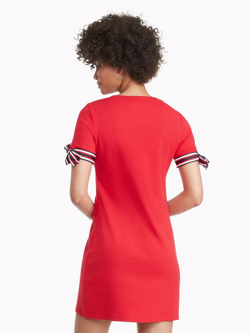 Dresses Tommy Hilfiger Essential Tie-Sleeve Rojos | MX_W21080