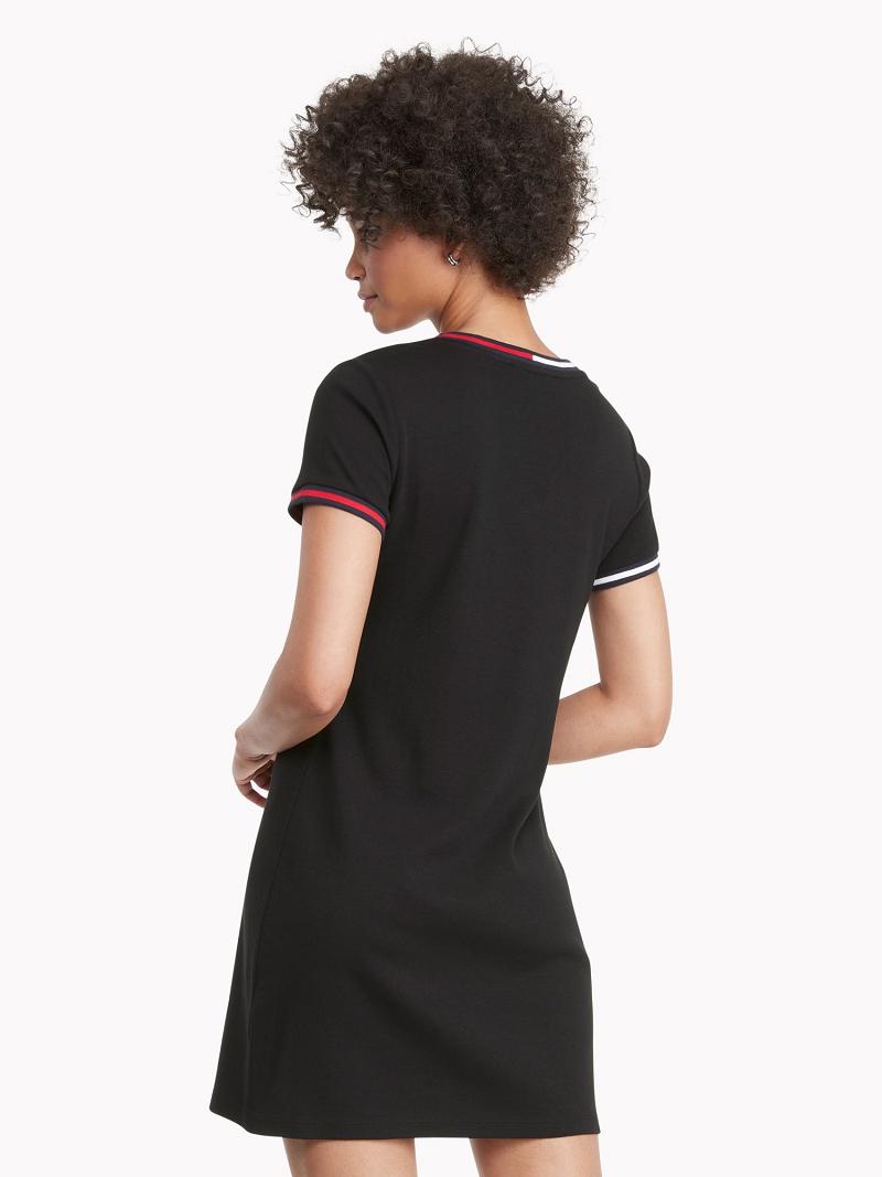 Dresses Tommy Hilfiger Essential V-Neck Negros | MX_W21081