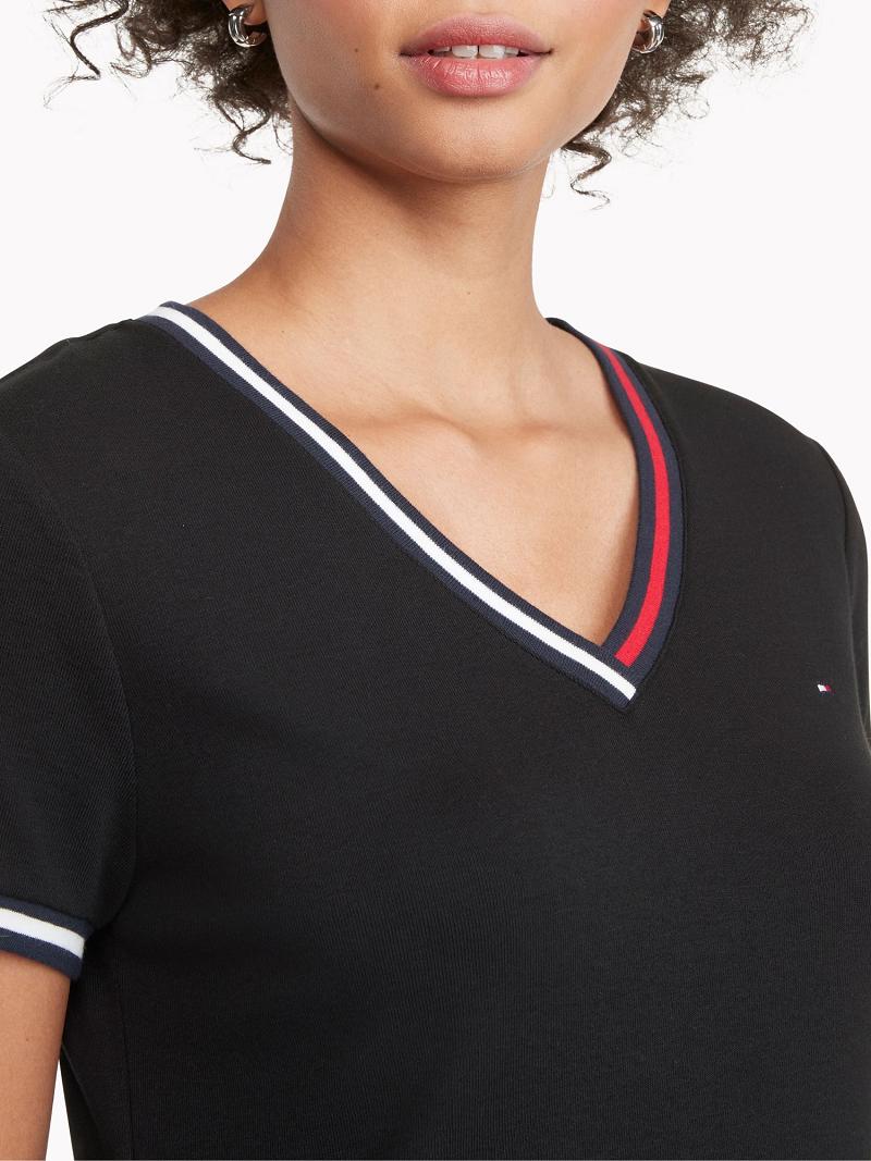 Dresses Tommy Hilfiger Essential V-Neck Negros | MX_W21081