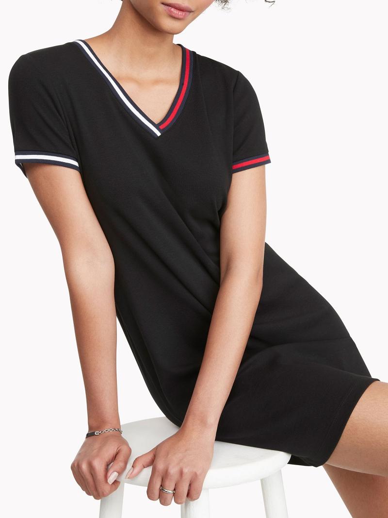 Dresses Tommy Hilfiger Essential V-Neck Negros | MX_W21081