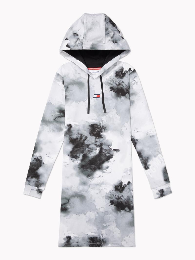 Dresses Tommy Hilfiger Essential Watercolor Print Hoodie Blancos Negros | MX_W21085